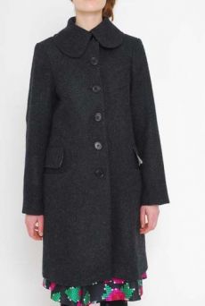AW1112 WOOL MELANGE CAR COAT - BLACK